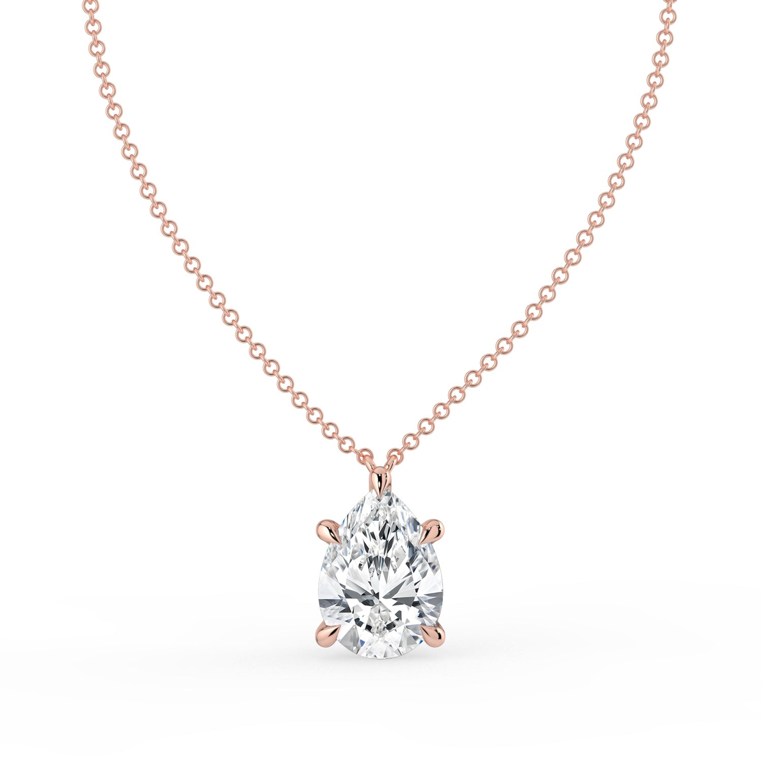 The Caelina Necklace - Pear Cut with Hidden Halo