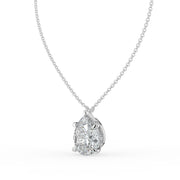 The Caelina Necklace – Pear Cut with Hidden Halo – The Jewel Concierge