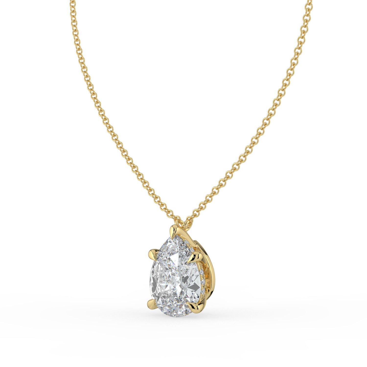 The Caelina Necklace - Pear Cut with Hidden Halo