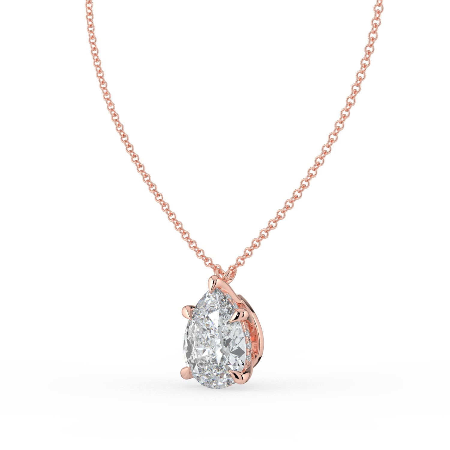 The Caelina Necklace - Pear Cut with Hidden Halo