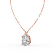 The Caelina Necklace – Pear Cut with Hidden Halo – The Jewel Concierge