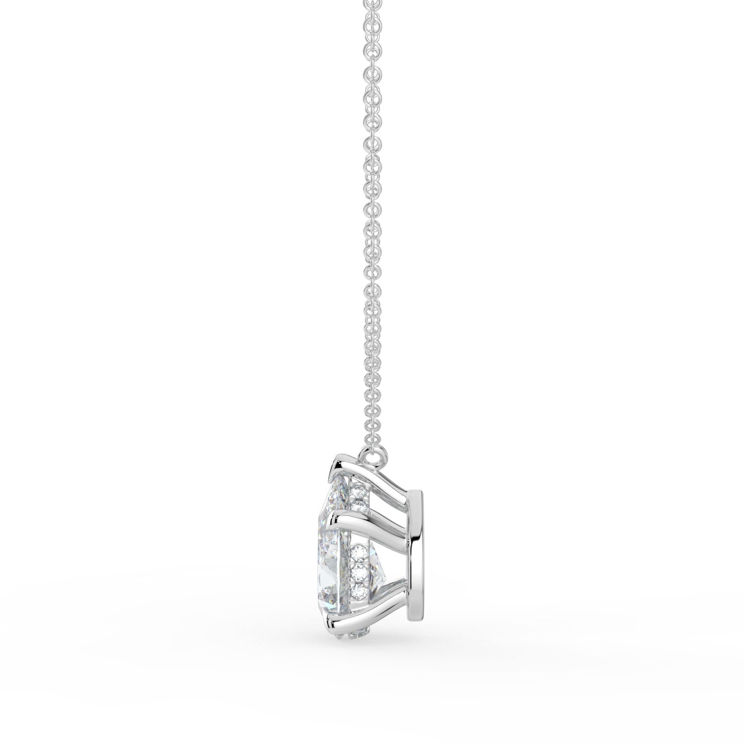 The Caelina Necklace - Pear Cut with Hidden Halo
