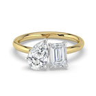 The Eloise Ring — Pear and Emerald Toi Et Moi Lab-Grown Diamond Engagement Ring in Two-Tone Yellow and White Gold | The Jewel Concierge