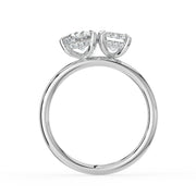 The Eloise Ring — Pear and Emerald Hidden Halo Toi Et Moi Lab-Grown Diamond Engagement Ring in White Gold | The Jewel Concierge