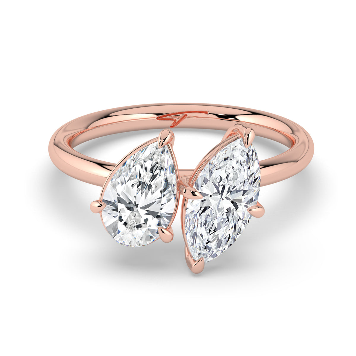 The Julia Ring — Pear and Marquise Toi Et Moi Lab-Grown Diamond Engagement Ring in Rose Gold | The Jewel Concierge