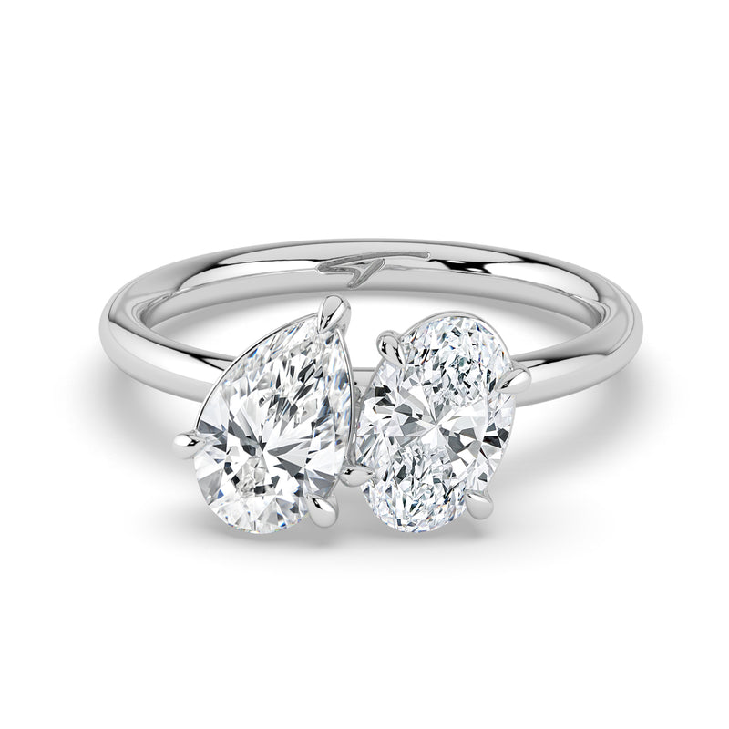 The Maeve Ring — Pear and Oval Toi Et Moi Lab-Grown Diamond Engagement Ring in White Gold | The Jewel Concierge