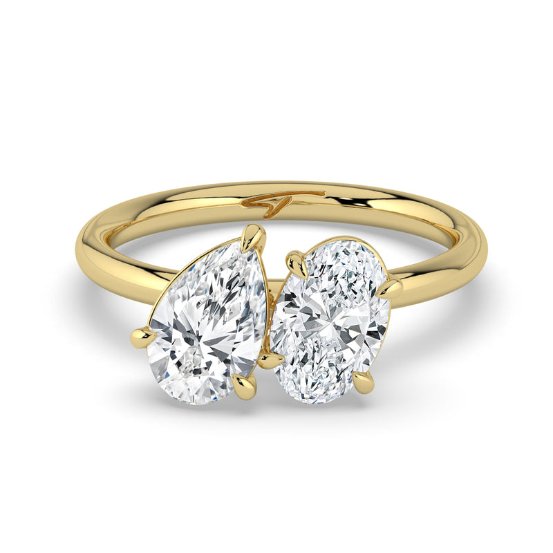 The Maeve Ring — Pear and Oval Toi Et Moi Lab-Grown Diamond Engagement Ring in Yellow Gold | The Jewel Concierge
