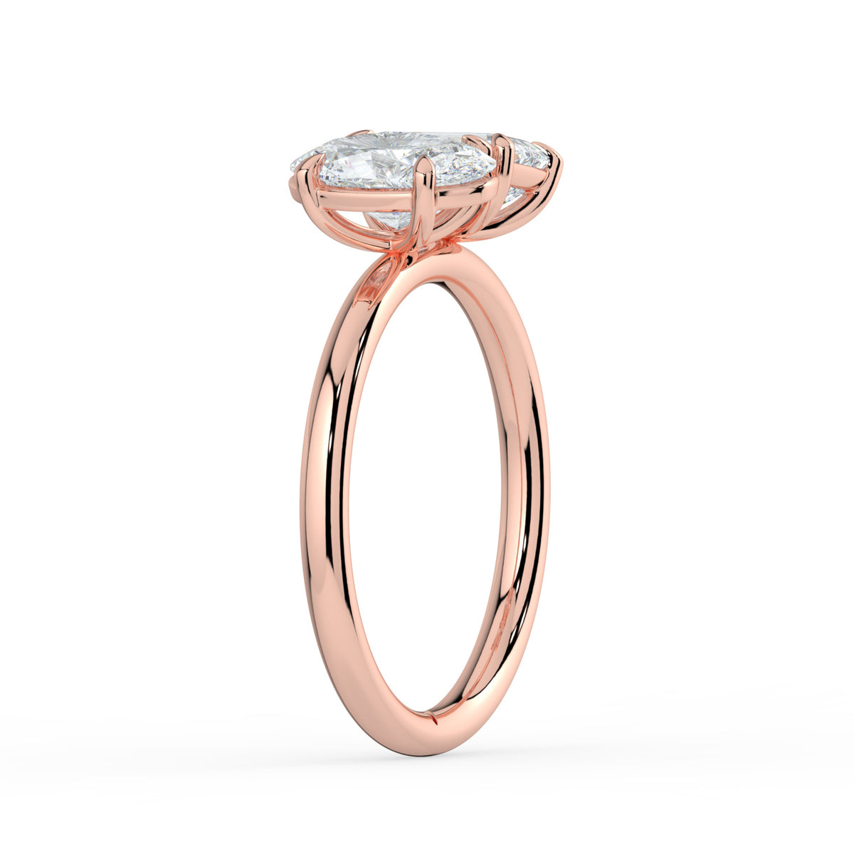 The Luise Ring — Oval and Emerald Toi Et Moi Lab-Grown Diamond Engagement Ring in Rose Gold | The Jewel Concierge