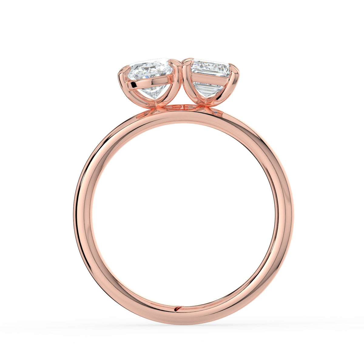 The Luise Ring — Oval and Emerald Toi Et Moi Lab-Grown Diamond Engagement Ring in Rose Gold | The Jewel Concierge