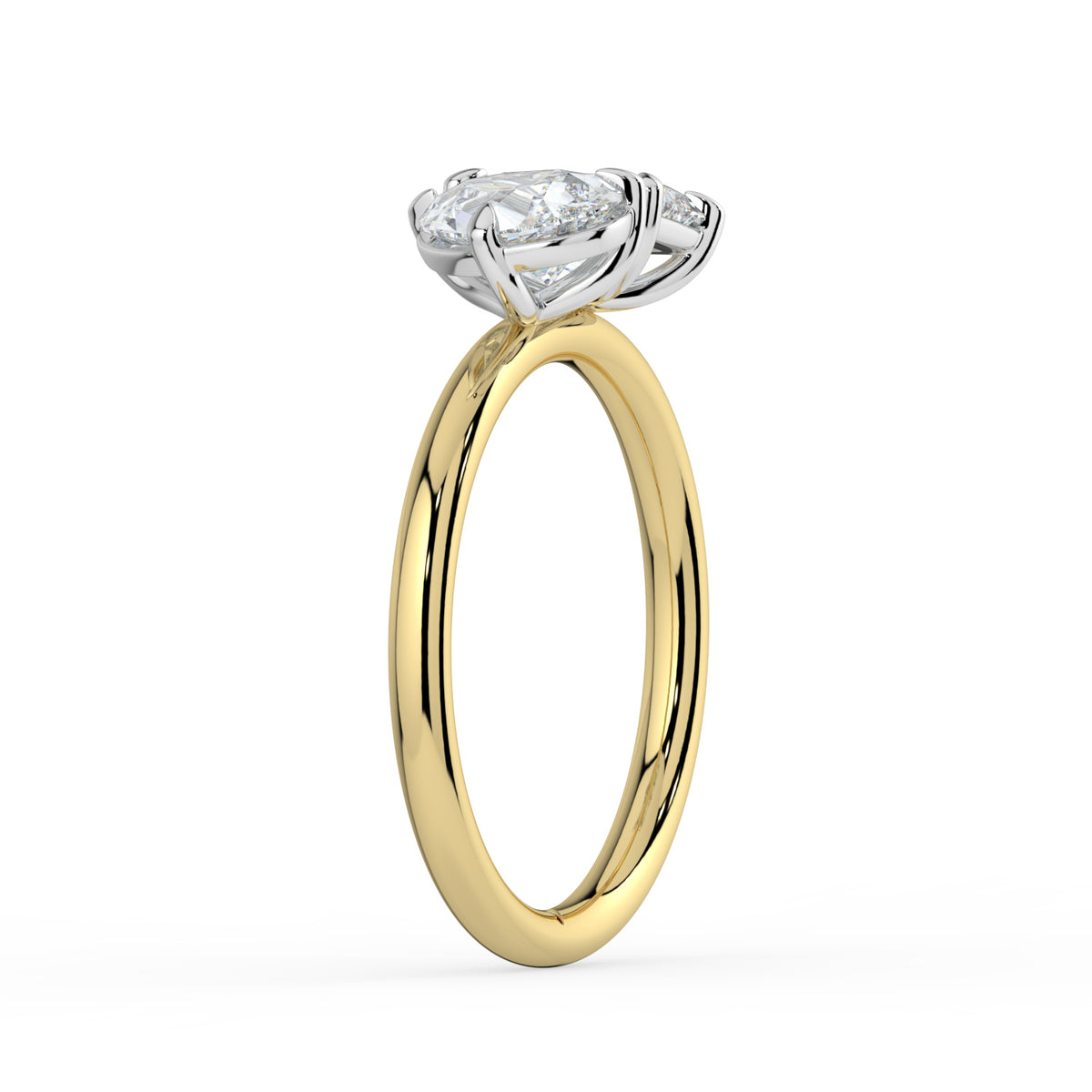 The Margot Ring — Pear and Radiant Toi Et Moi Lab-Grown Diamond Engagement Ring in Two-Tone Yellow and White Gold | The Jewel Concierge