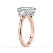 The Selene Ring – Emerald & Trapezoid Trilogy in 18K White Gold and Rose Gold – The Jewel Concierge