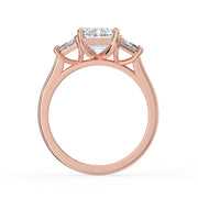The Selene Ring – Emerald & Trapezoid Trilogy in 18K Rose Gold – The Jewel Concierge