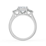 The Selene Ring – Emerald & Trapezoid Trilogy in 18K White Gold – The Jewel Concierge