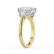 The Selene Ring – Emerald & Trapezoid Trilogy in 18K White Gold and Yellow Gold – The Jewel Concierge