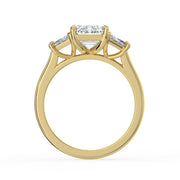 The Selene Ring – Emerald & Trapezoid Trilogy in 18K Yellow Gold – The Jewel Concierge