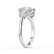 The Selene Ring — Cushion & Trapezoid Trilogy Lab-Grown Diamond Engagement Ring in White Gold | The Jewel Concierge