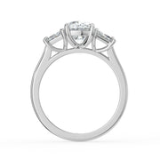 The Selene Ring — Cushion & Trapezoid Trilogy Lab-Grown Diamond Engagement Ring in White Gold | The Jewel Concierge