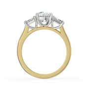 The Selene Ring — Cushion & Trapezoid Trilogy Lab-Grown Diamond Engagement Ring in Two-Tone Yellow and White Gold | The Jewel Concierge