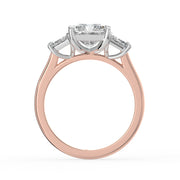 The Selene Ring — Radiant & Trapezoid Trilogy Lab-Grown Diamond Engagement Ring in Two-Tone Rose and White Gold | The Jewel Concierge