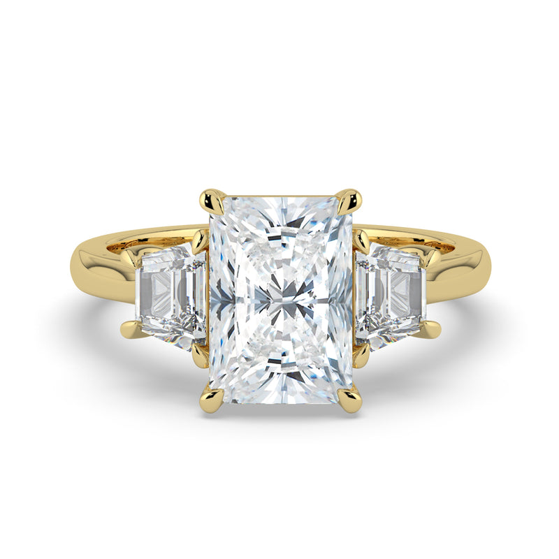 The Selene Ring – Radiant & Trapezoid Trilogy in 18K Yellow Gold – The Jewel Concierge