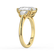 The Selene Ring — Radiant & Trapezoid Trilogy Lab-Grown Diamond Engagement Ring in Yellow Gold | The Jewel Concierge