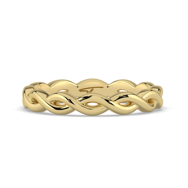 Gold braided ring on a white background