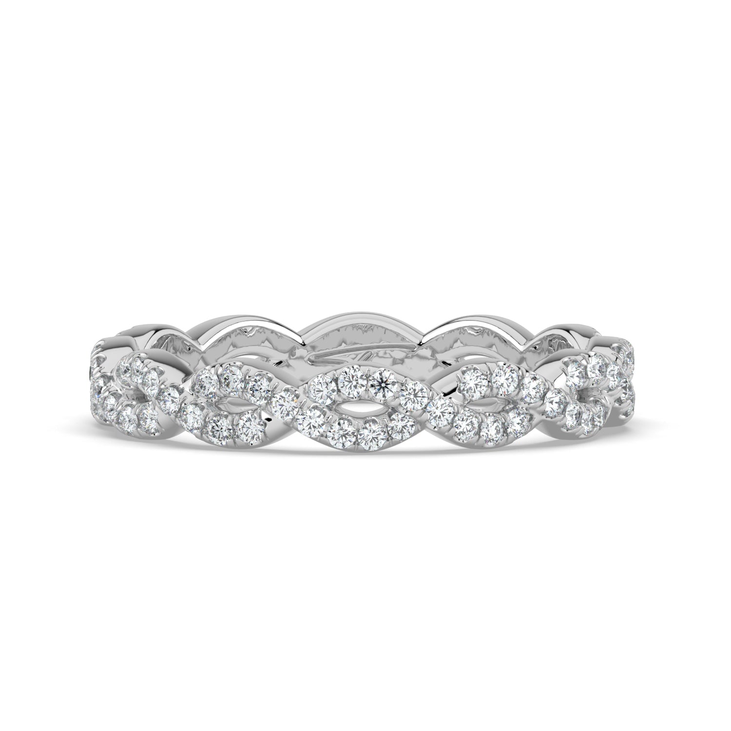The Elysande Wedding Band - Braided Pavé