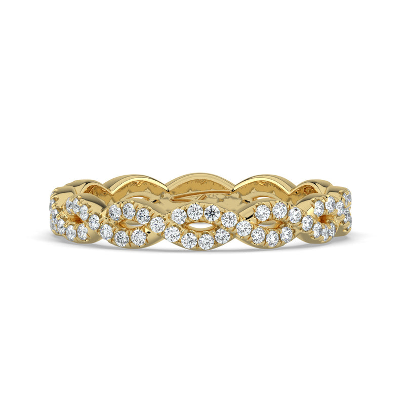 The Elysande Wedding Band - Braided Pavé