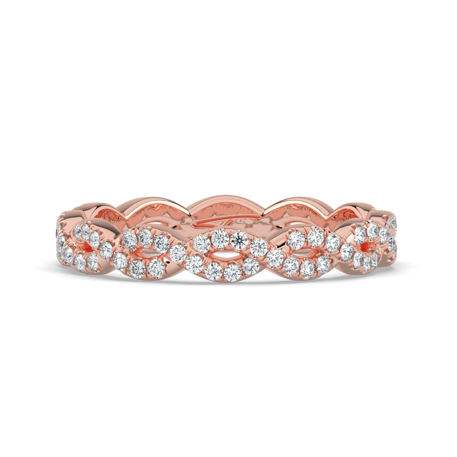 The Elysande Wedding Band - Braided Pavé