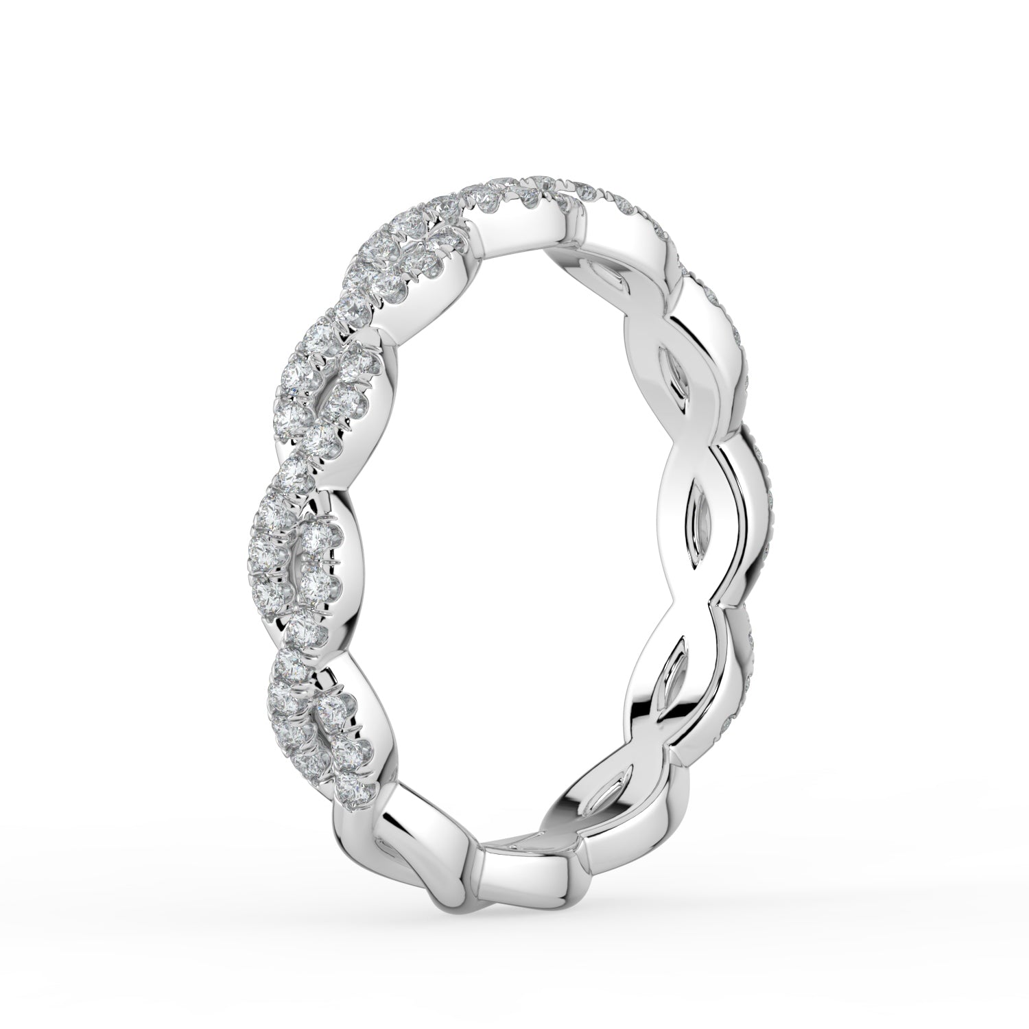 The Elysande Wedding Band - Braided Pavé