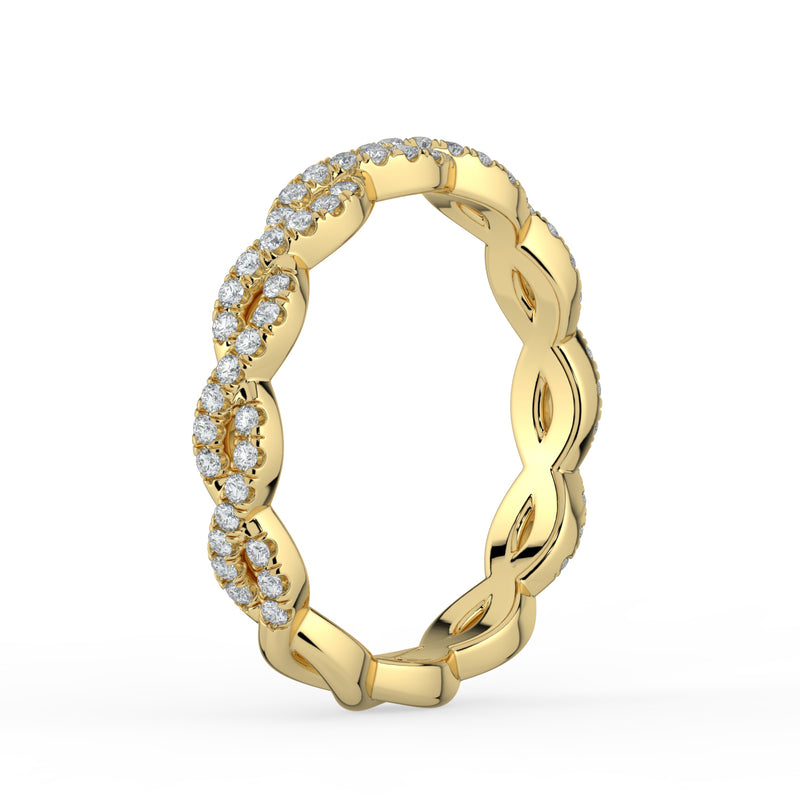 The Elysande Wedding Band - Braided Pavé