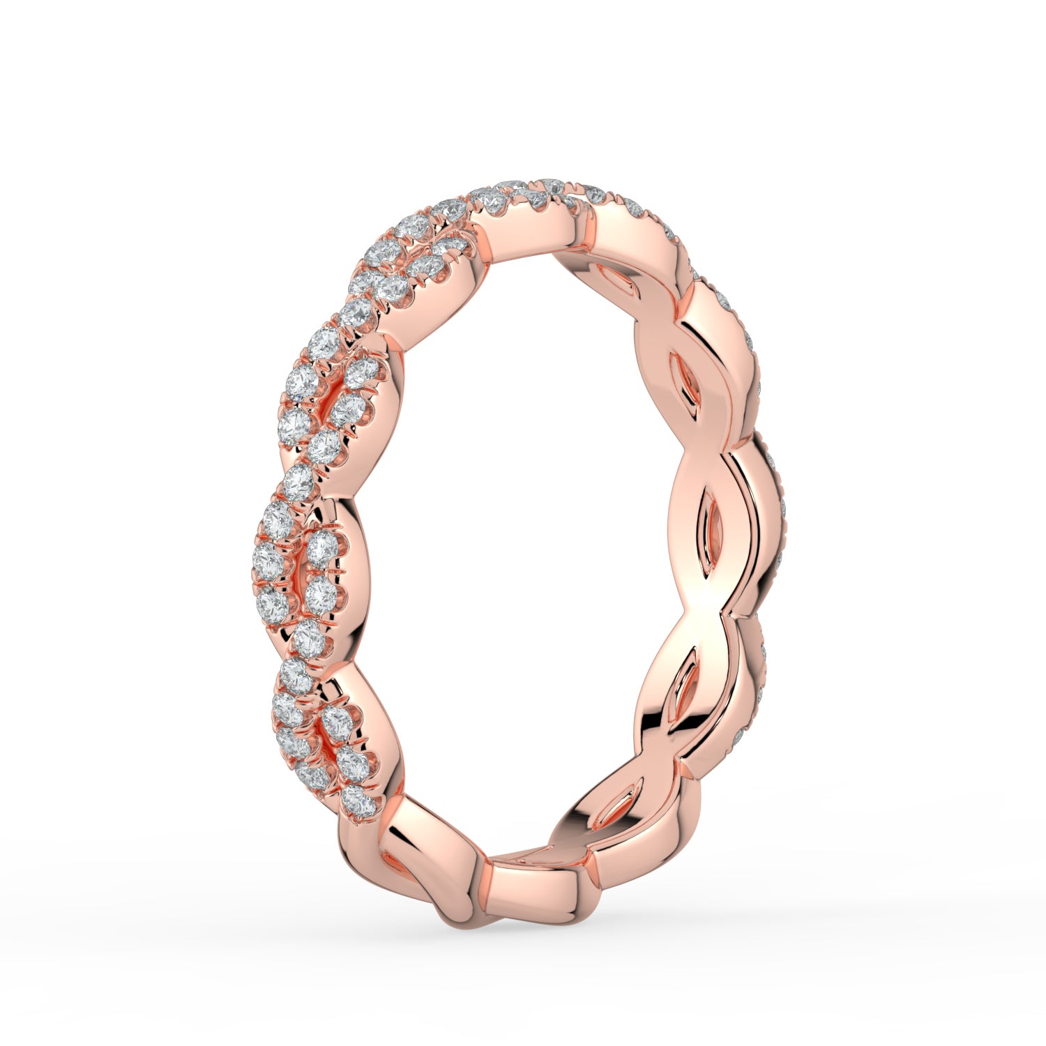 The Elysande Wedding Band - Braided Pavé