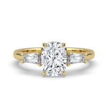The Maia Ring – Cushion & Baguette Trilogy in 14K Yellow Gold – The Jewel Concierge