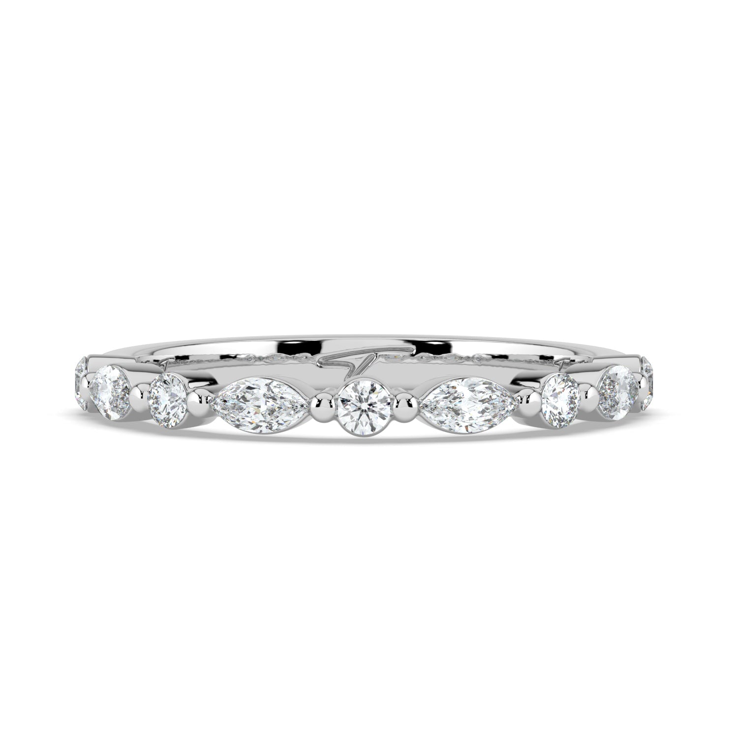The Vega Wedding Band - Marquise & Round Accents