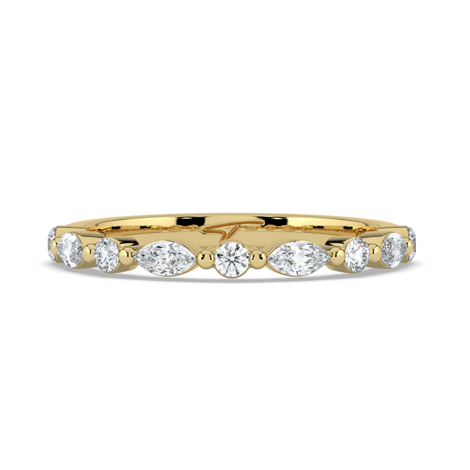 The Vega Wedding Band - Marquise & Round Accents