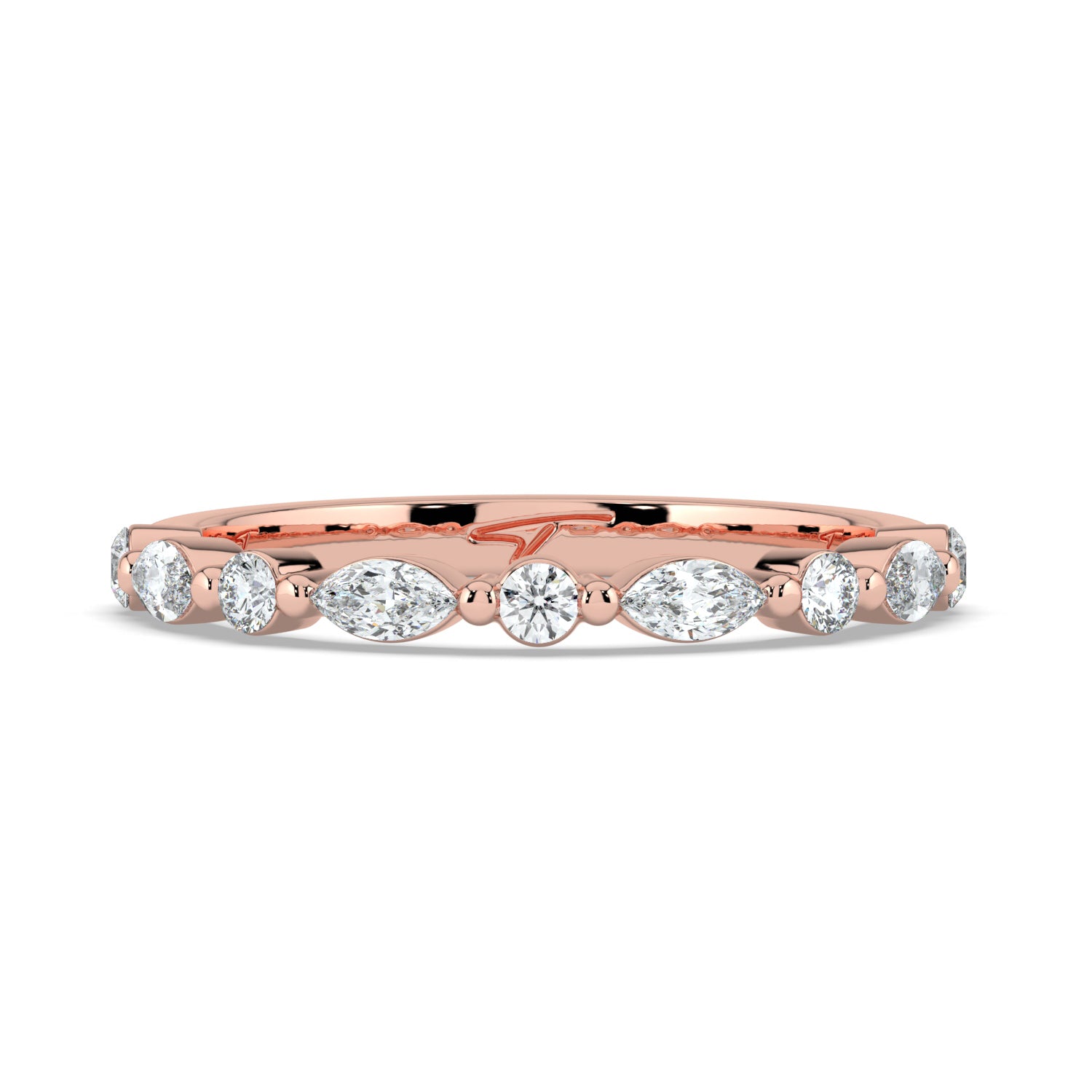 The Vega Wedding Band - Marquise & Round Accents