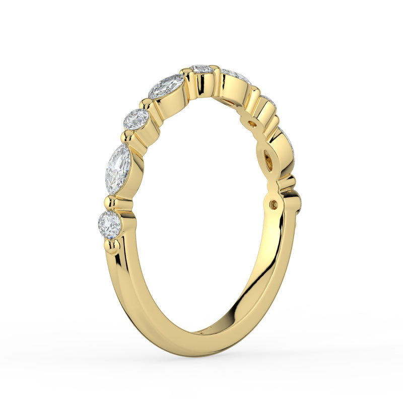 The Vega Wedding Band - Marquise & Round Accents