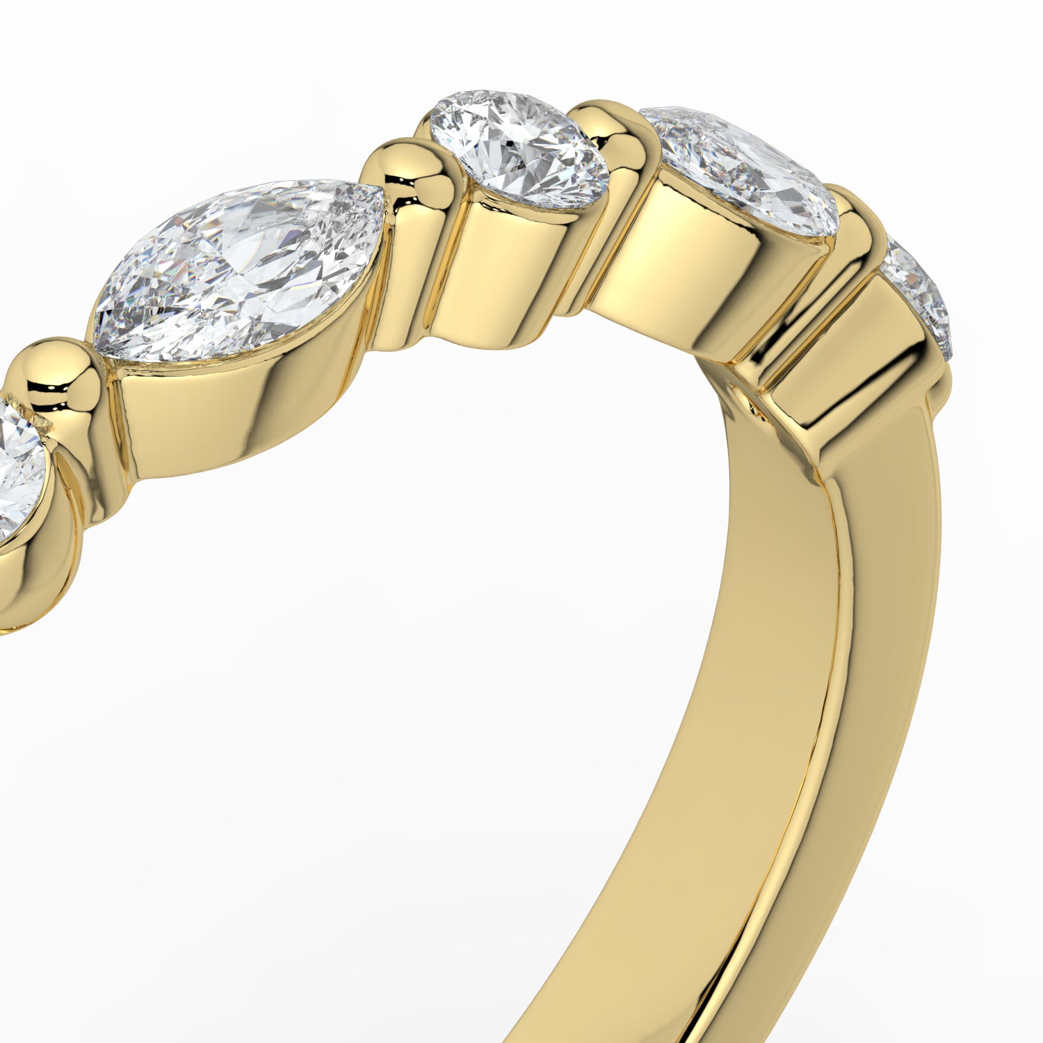 The Vega Wedding Band - Marquise & Round Accents