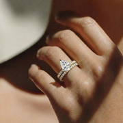 The Astra Ring — Pear Solitaire with Pavé Band Lab-Grown Diamond Engagement Ring | The Jewel Concierge