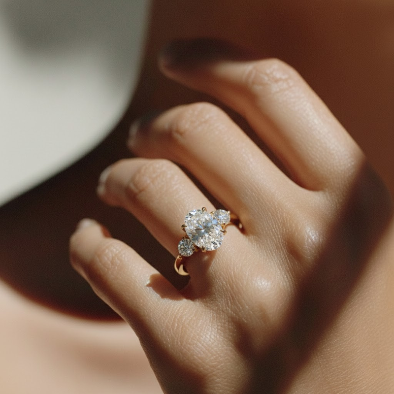 The Annalise Ring – Oval and Round Trilogy in 14K White Gold – The Jewel Concierge