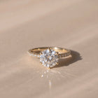 The Astra Ring — 6 Claw Round Solitaire with Pavé Band Lab-Grown Diamond Engagement Ring in Yellow Gold | The Jewel Concierge