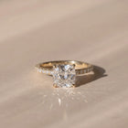 The Astra Ring — Cushion Solitaire with Pavé Band Lab-Grown Diamond Engagement Ring in Yellow Gold | The Jewel Concierge