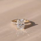 The Astra Ring — Radiant Solitaire with Pavé Band Lab-Grown Diamond Engagement Ring in Yellow Gold | The Jewel Concierge