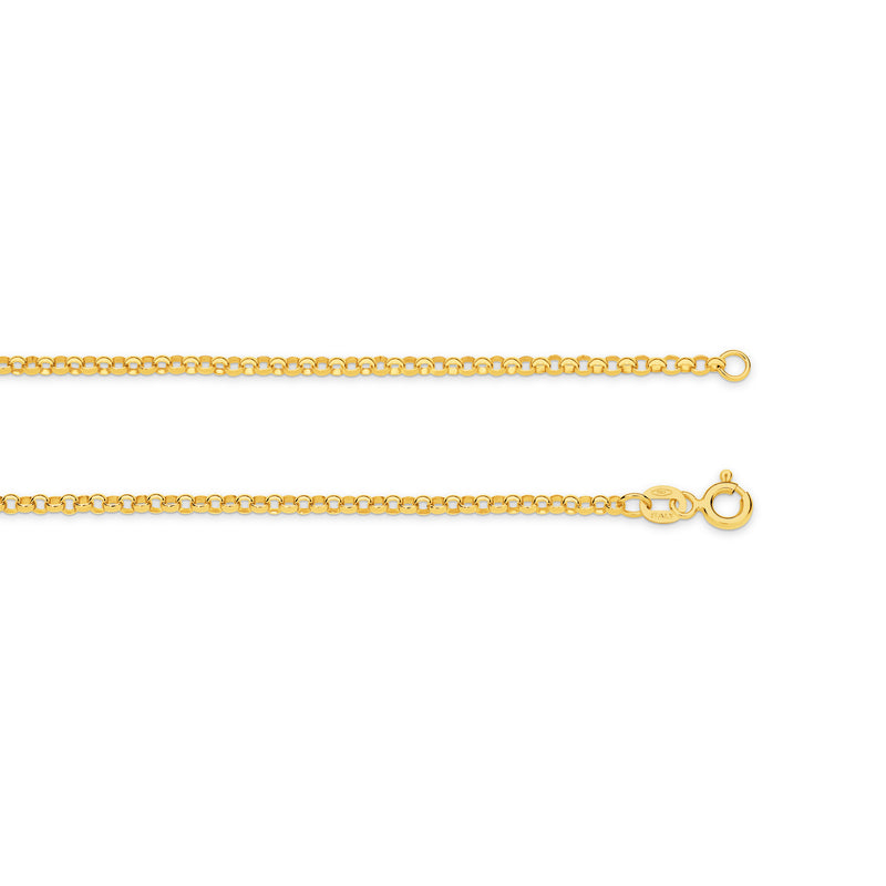 Gold chain necklace on a white background