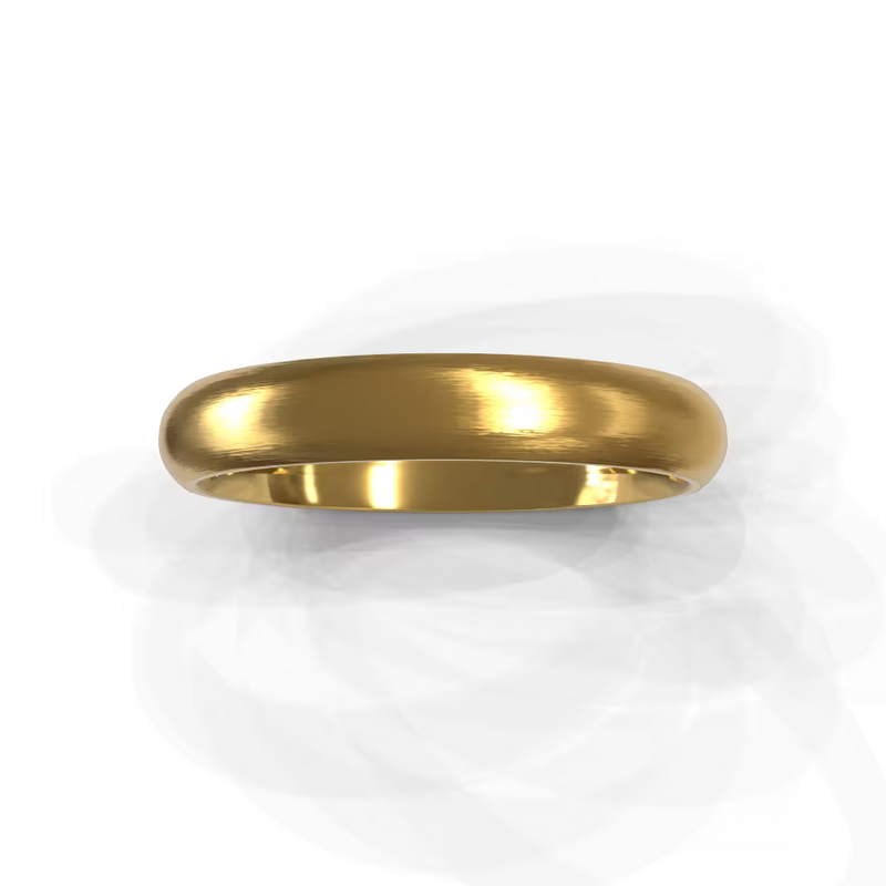 Brushed Domed Men's Wedding Band - 14K Yellow Gold