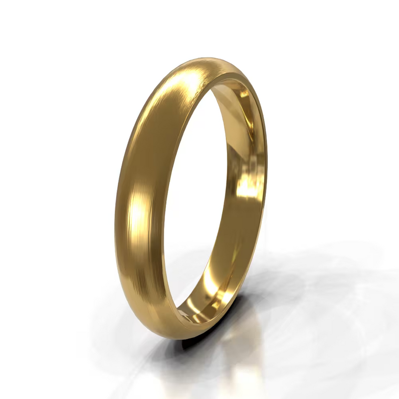 Brushed Domed Men's Wedding Band - 14K Yellow Gold