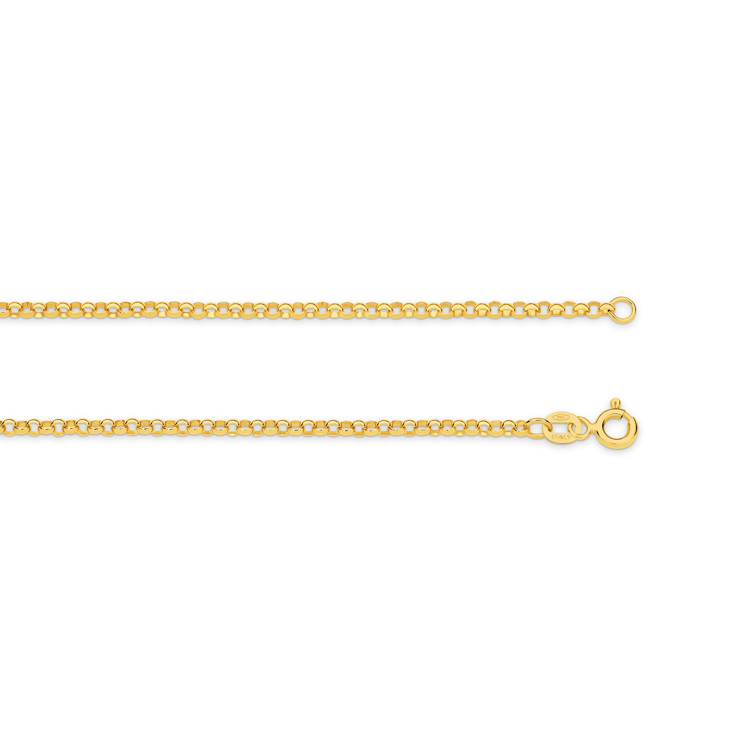 Gold chain necklace on a white background