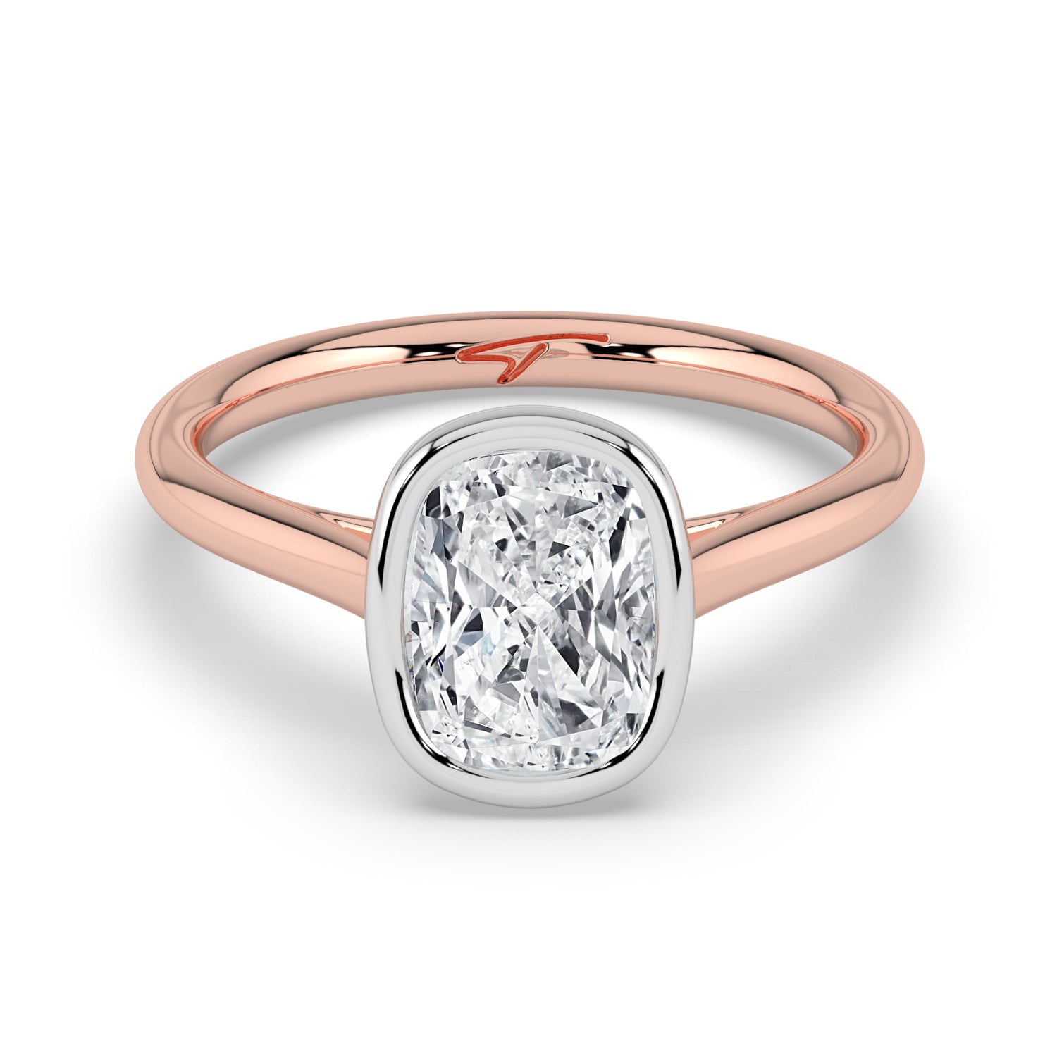 The Polaris Ring - Elongated Cushion Bezel Solitaire