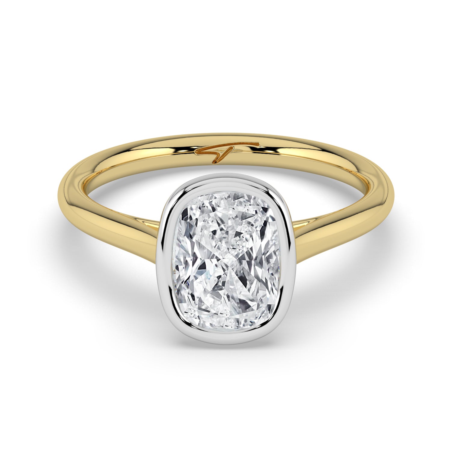 The Polaris Ring - Elongated Cushion Bezel Solitaire