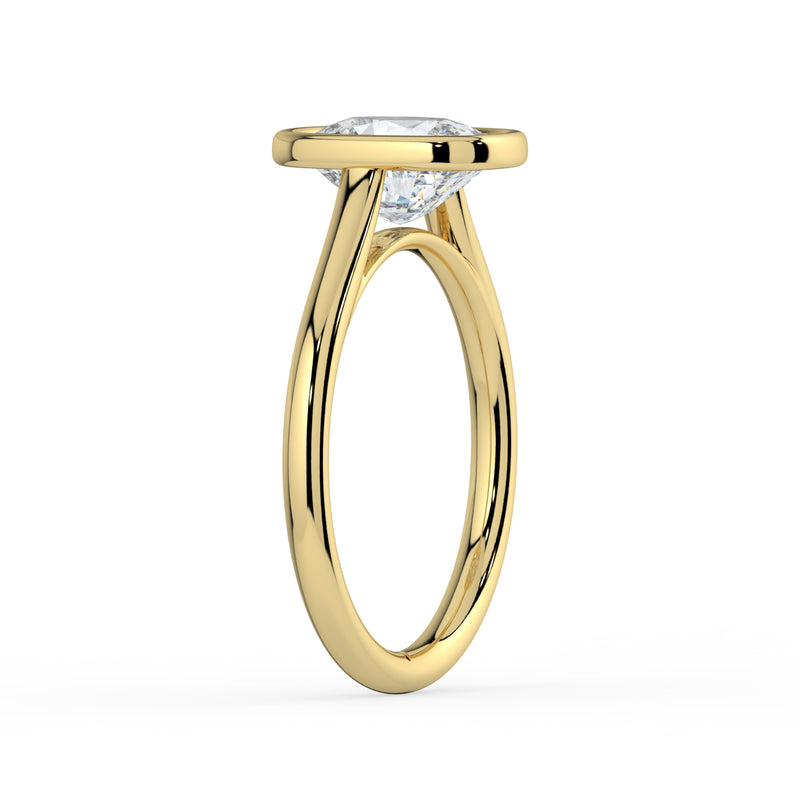 The Polaris Ring - Elongated Cushion Bezel Solitaire